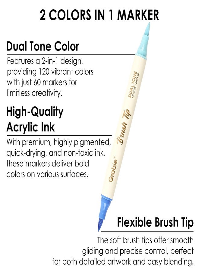 Grabie Dual-Tone Acrylic Marker Set - 36 Dual-Tip Markers for 72 Vibrant Colors on Any Surface - Image 3