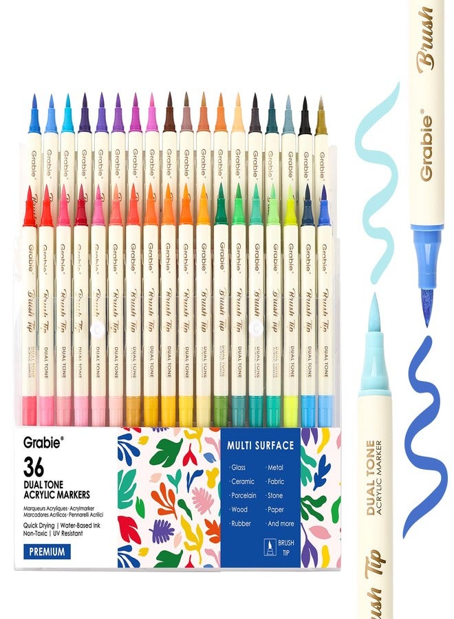Grabie Dual-Tone Acrylic Marker Set - 36 Dual-Tip Markers for 72 Vibrant Colors on Any Surface - Image 1
