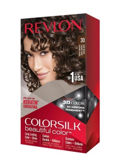 Revlon Revlon Colorsilk Beautiful Color Permanent Hair Dye with Keratin 100% Gray Coverage Ammonia Free 30 Dark Brown  - Image 1