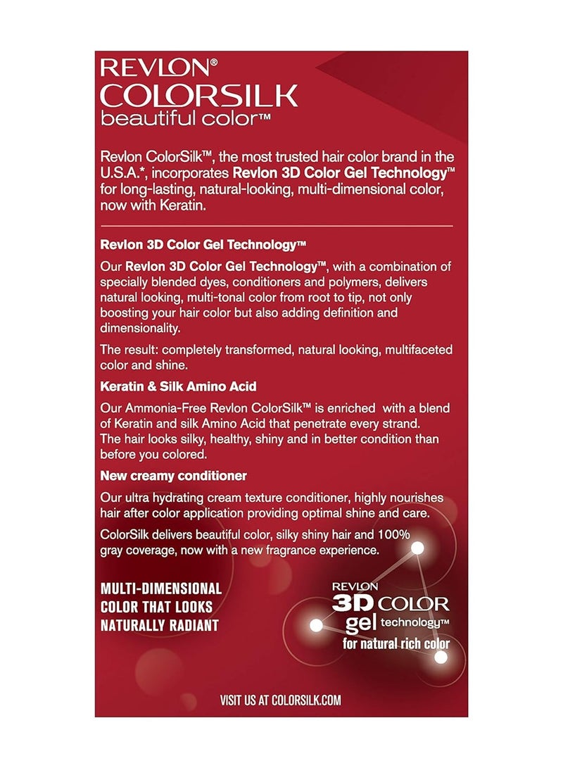 Revlon Colorsilk Beautiful Color Permanent Hair Dye with Keratin 100% Gray Coverage Ammonia Free 30 Dark Brown - Image 2