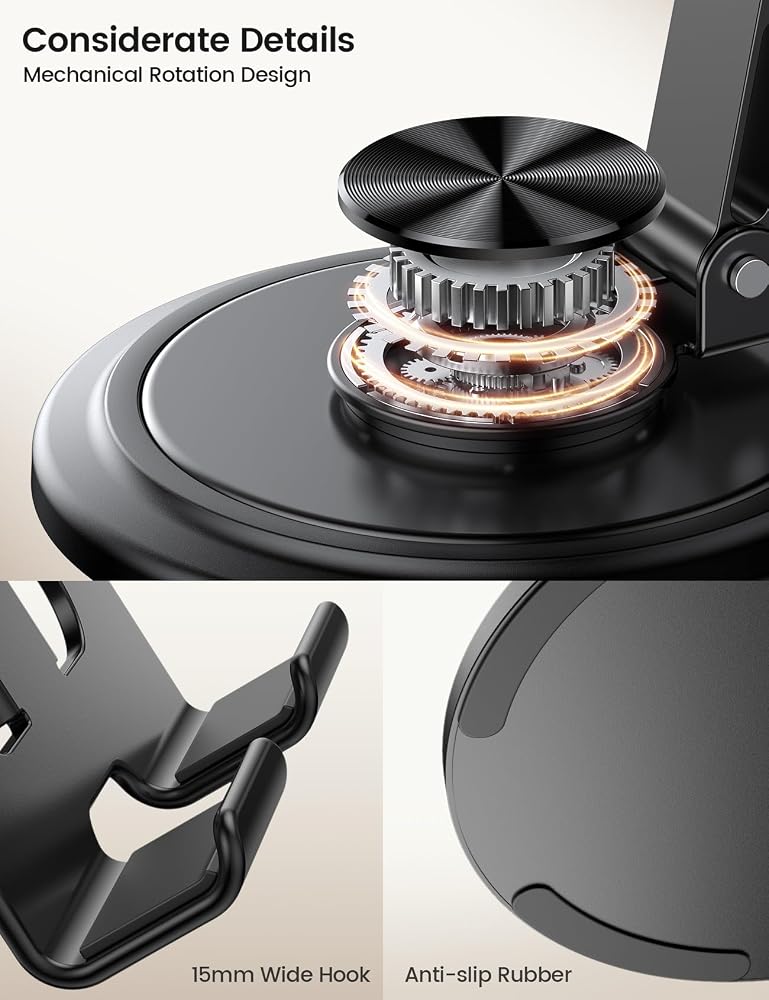 Lamicall Adjustable Phone Stand for Desk - 360 Rotating Foldable Cell Phone Holder Desktop Portable Cellphone Stand, Office Desk Accessories - Image 4