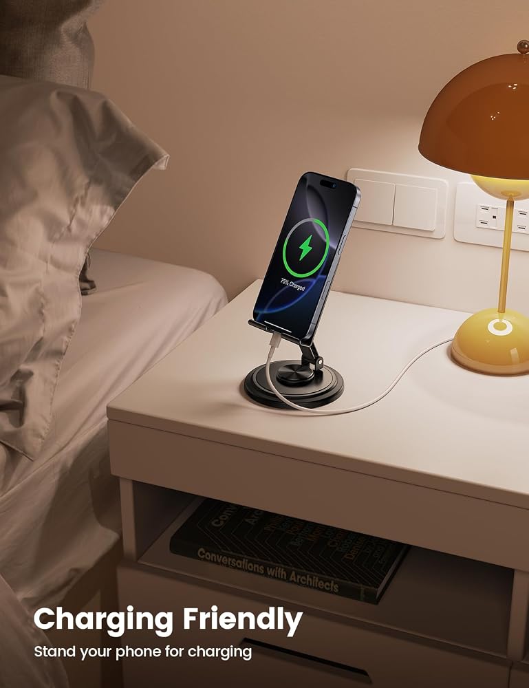 Lamicall Adjustable Phone Stand for Desk - 360 Rotating Foldable Cell Phone Holder Desktop Portable Cellphone Stand, Office Desk Accessories - Image 2