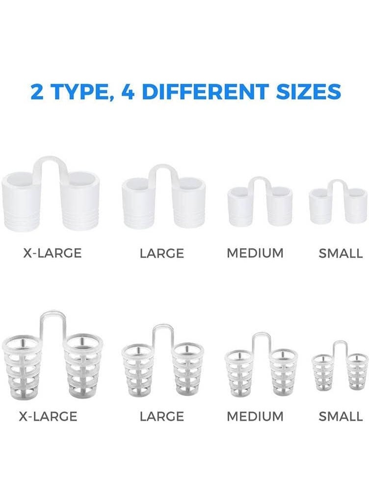 مشابك مضادة للشخير – موسعات أنف سيليكون لوقف الشخير وتحسين التنفس أثناء النوم – طقم 8 قطع بمقاسات مختلفة للرجال والنساء - Image 2