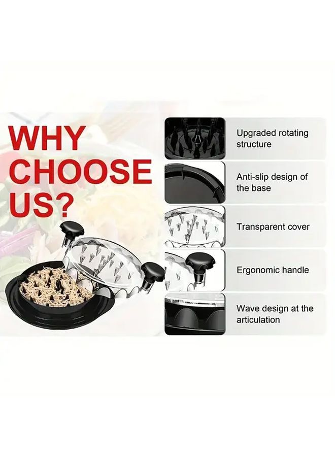 Black Manual Chicken Breast Shredder With Clear Chamber And Non Slip Base - Image 2