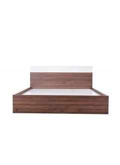 DANUBE HOME سرير كينج جديد من Allano مقاس 180 × 200 مع إطار خشبي قوي بتصميم عصري وأثاث هادئ ومريح، الطول 205 × العرض 185 × الارتفاع 90 سم، لون الجوز الداكن والأبيض  - Image 1