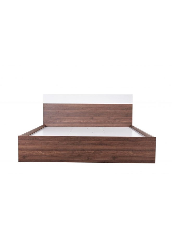 DANUBE HOME سرير كينج جديد من Allano مقاس 180 × 200 مع إطار خشبي قوي بتصميم عصري وأثاث هادئ ومريح، الطول 205 × العرض 185 × الارتفاع 90 سم، لون الجوز الداكن والأبيض  - Image 1