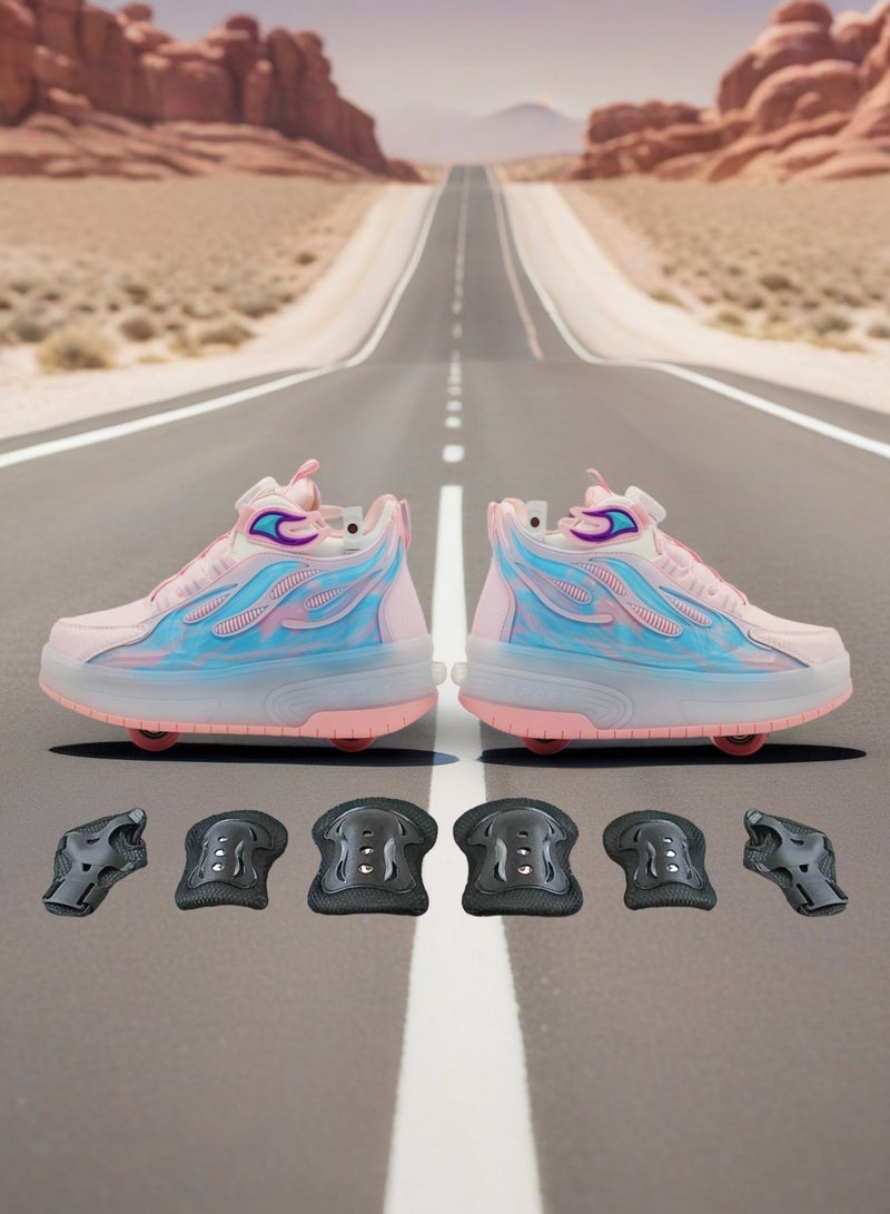 إيزي فيتشور أحذية رياضية للأطفال من إيزي فيوتشر، أحذية تزلج داخلية وخارجية، هدية مثالية للأطفال، مزودة بعجلات مضيئة ومعدات حماية، رقم 1304P - Image 1