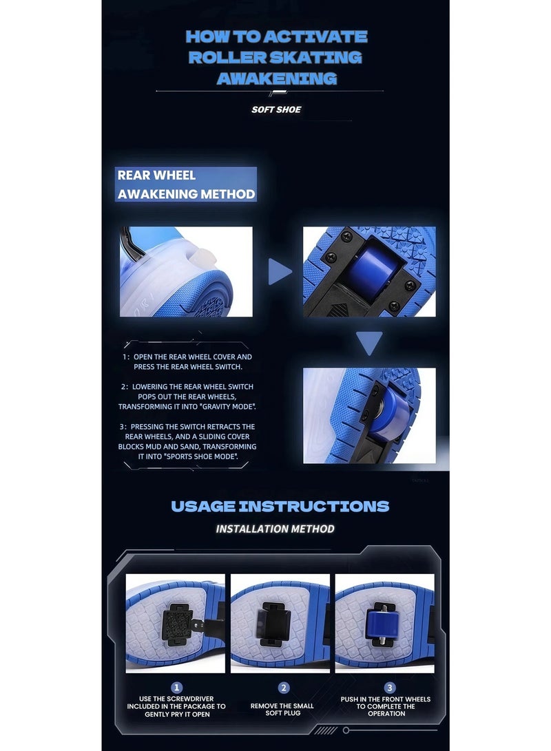 إيزي فيتشور أحذية رياضية للأطفال من إيزي فيوتشر، أحذية تزلج داخلية وخارجية، هدية مثالية للأطفال، مزودة بعجلات مضيئة ومعدات حماية، رقم 1304P - Image 2