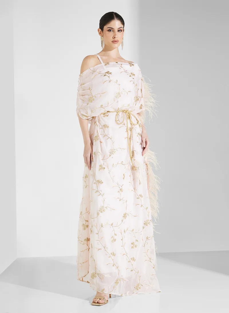 Fashion Trends by Suzy Matar Elegant Printed Floral Long Dress