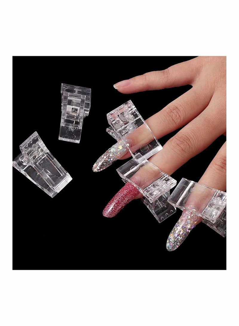NIBEMINENT Nail Tips Clip for Quick Building Poly Gel, Forms, Clips Gel Finger Extension UV LED Builder, Clamps Manicure Art Tool, Plastic Transparent, 8 Pcs - Image 1