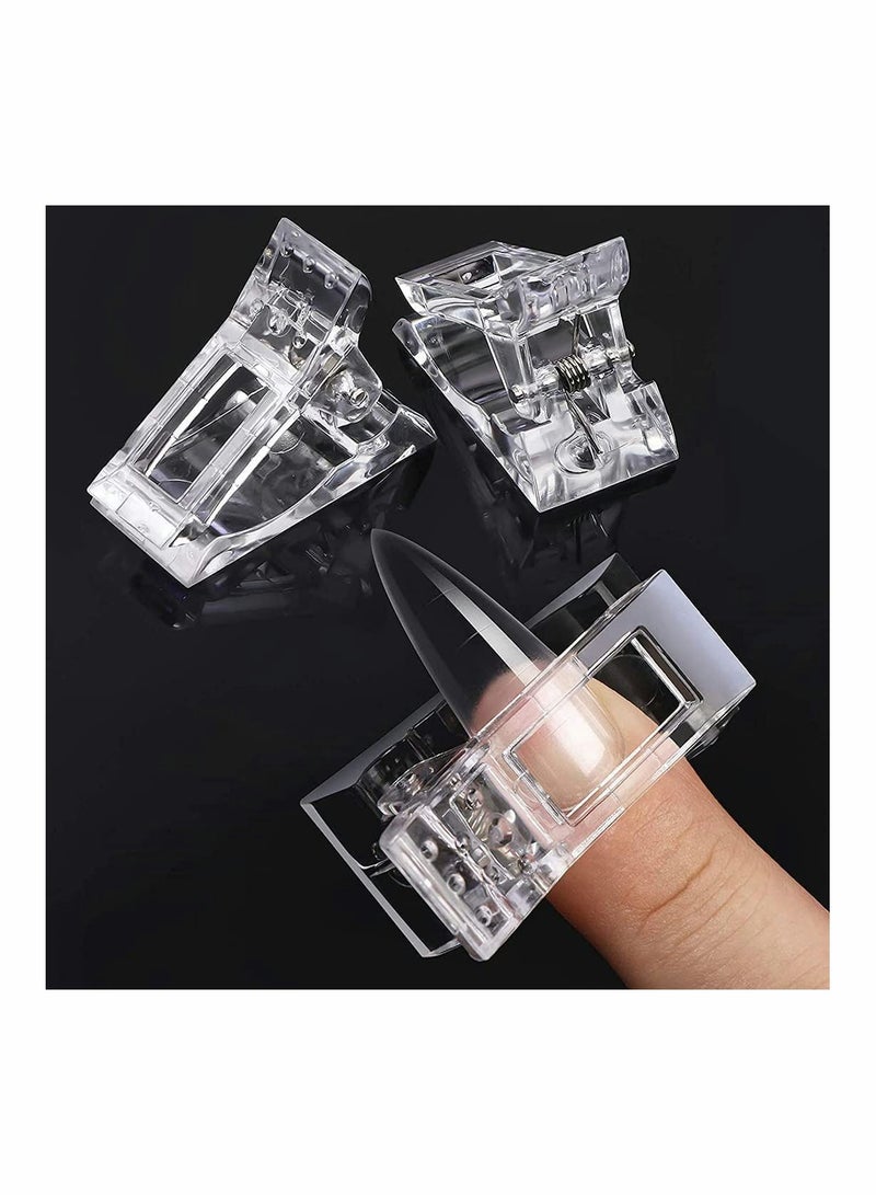 NIBEMINENT Nail Tips Clip for Quick Building Poly Gel, Forms, Clips Gel Finger Extension UV LED Builder, Clamps Manicure Art Tool, Plastic Transparent, 8 Pcs - Image 2