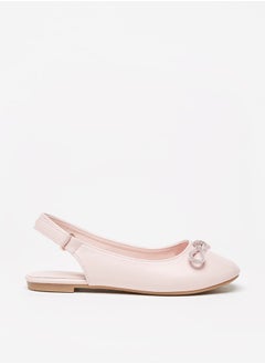 Girl's Slingback Ballerina Shoes with Embellished Bow Accent Ramadan Collection