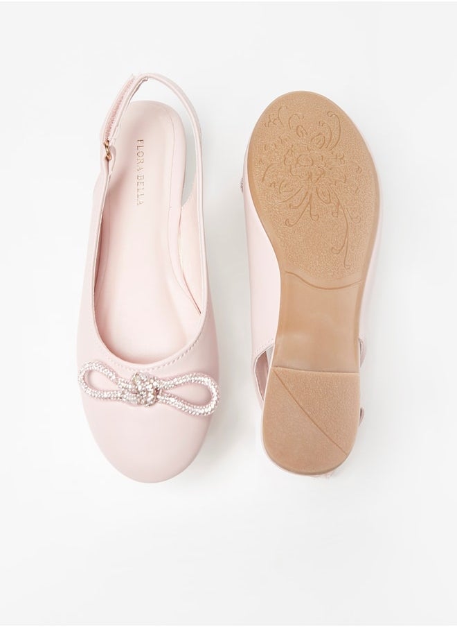 Flora Bella By Shoexpress - Girl's Slingback Ballerina Shoes with Embellished Bow Accent Ramadan Collection - Image 1
