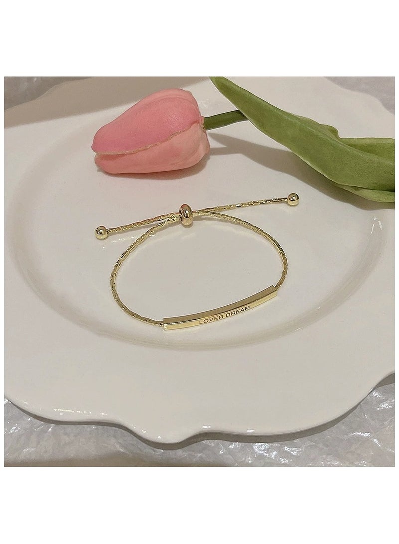 Goolsky سوار حروف فاخر صغير جديد للنساء - سوار قابل للتعديل مع سحر منزلق، مجوهرات أنيقة بسيطة، للاستخدام اليومي