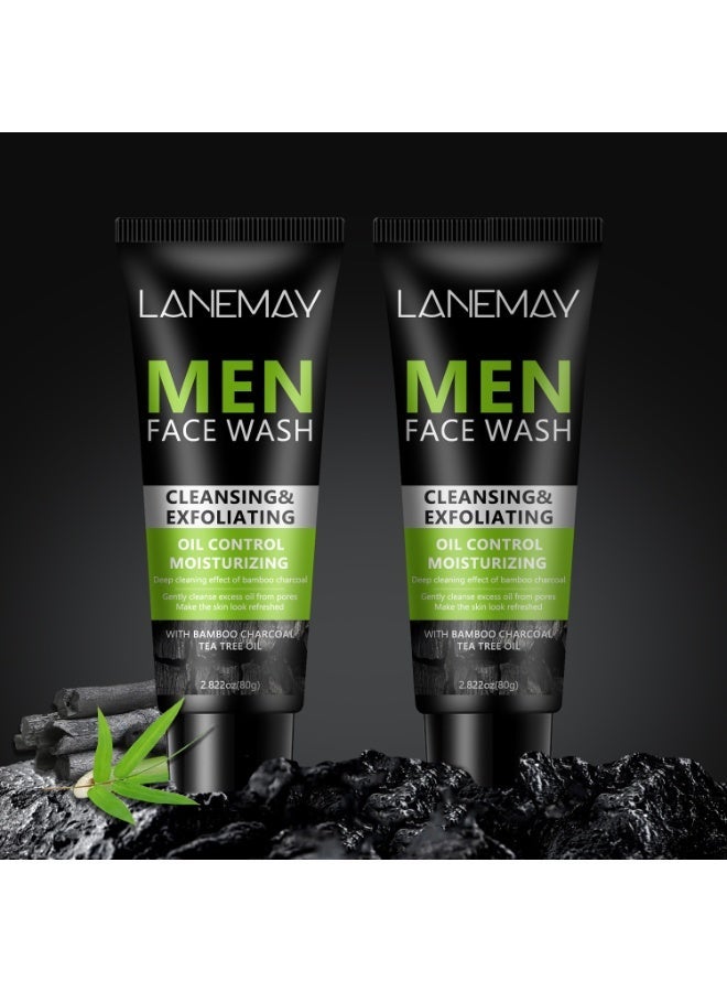 LANEMAY Men Face Wash with Volcanic Mud - Deeply Cleanse Oil from Pores, Control Oil and Exfoliate, Refreshing Face, Moisturize the Face - Image 2