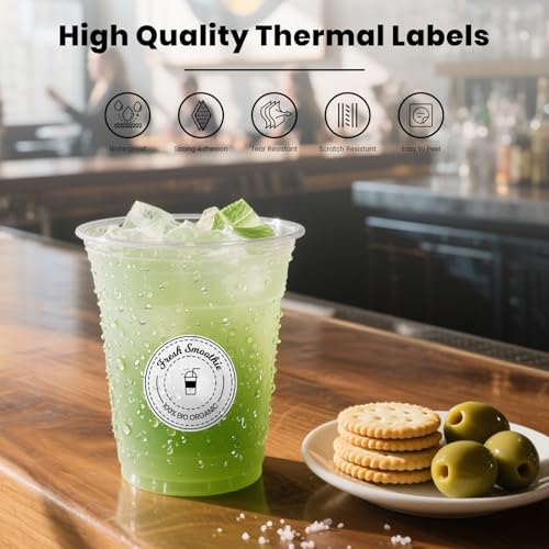 FINDAT White Round Thermal Labels 1.5 Inch Vinyl Circle Waterproof Direct Printer Sticker Self-Adhesive Perforated Name Tag for Logo DIY QR Design Office Address 500 PCS - Image 4