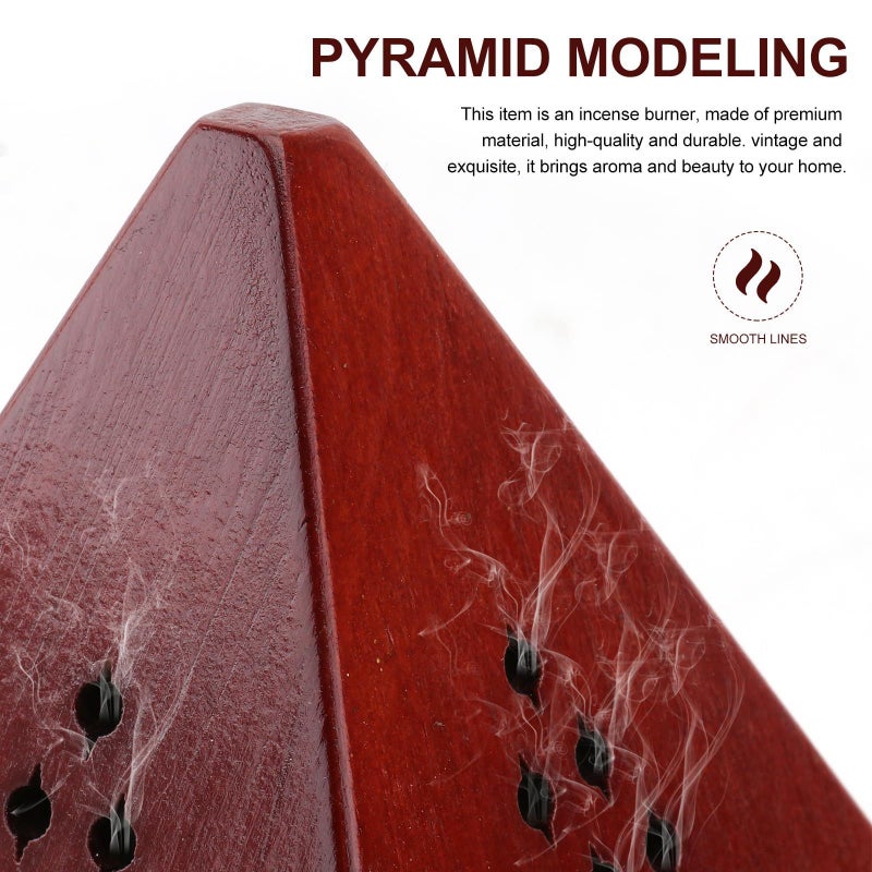 Vintage Pyramid Wooden Incense Burner 9.5x9.5x16cm Hollow Aromatherapy Decor Box - Image 4