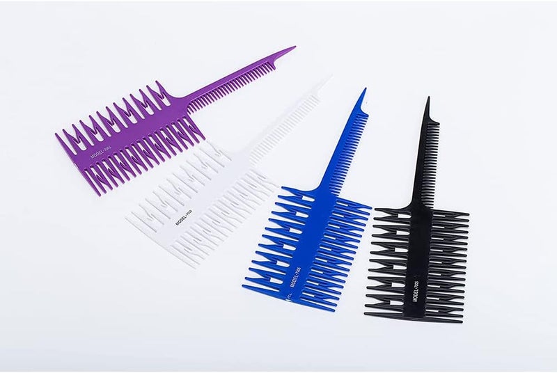 DOACT Hair Highlight Comb,4 Colors Hair Dyeing Comb Hair Highlight Sectioning Comb Hair Tint Coloring Dye Styling Tools (Blue) - Image 2