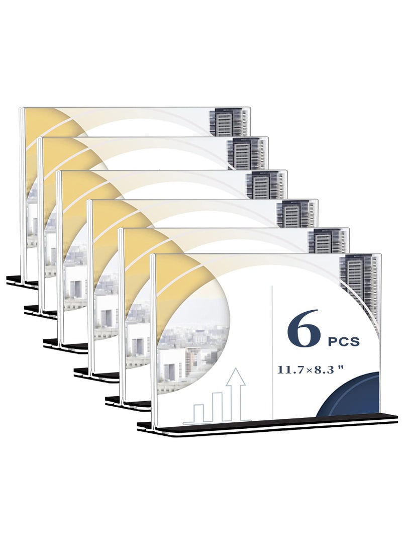 Excefore Acrylic Sign Holder A4, T Shape Table Top Display Stand, Poster Menu Holder Double Sided Display Stands for Restaurant, Hotel, Promotions, Photo, Documents & More(A4, 6 Pack)  - Image 1