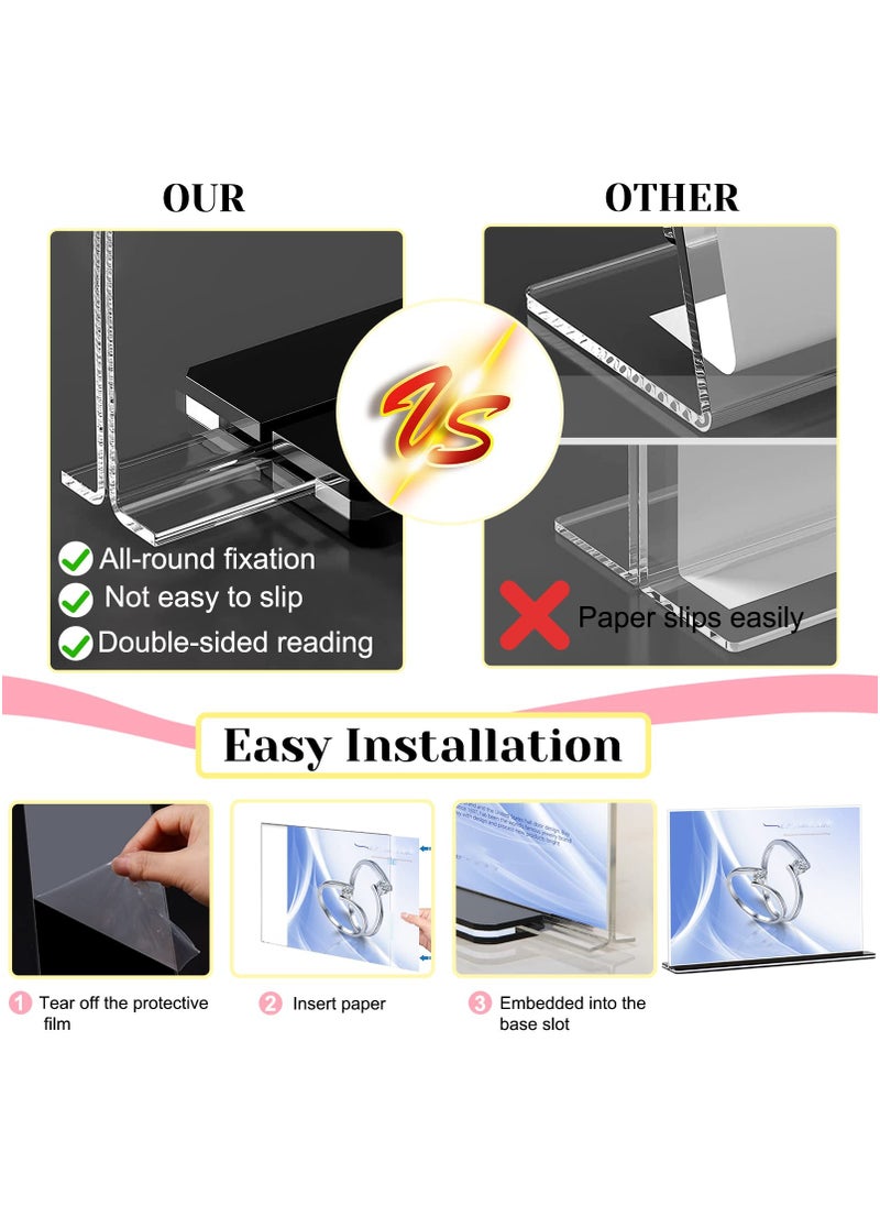 Excefore Acrylic Sign Holder A4, T Shape Table Top Display Stand, Poster Menu Holder Double Sided Display Stands for Restaurant, Hotel, Promotions, Photo, Documents & More(A4, 6 Pack)  - Image 2