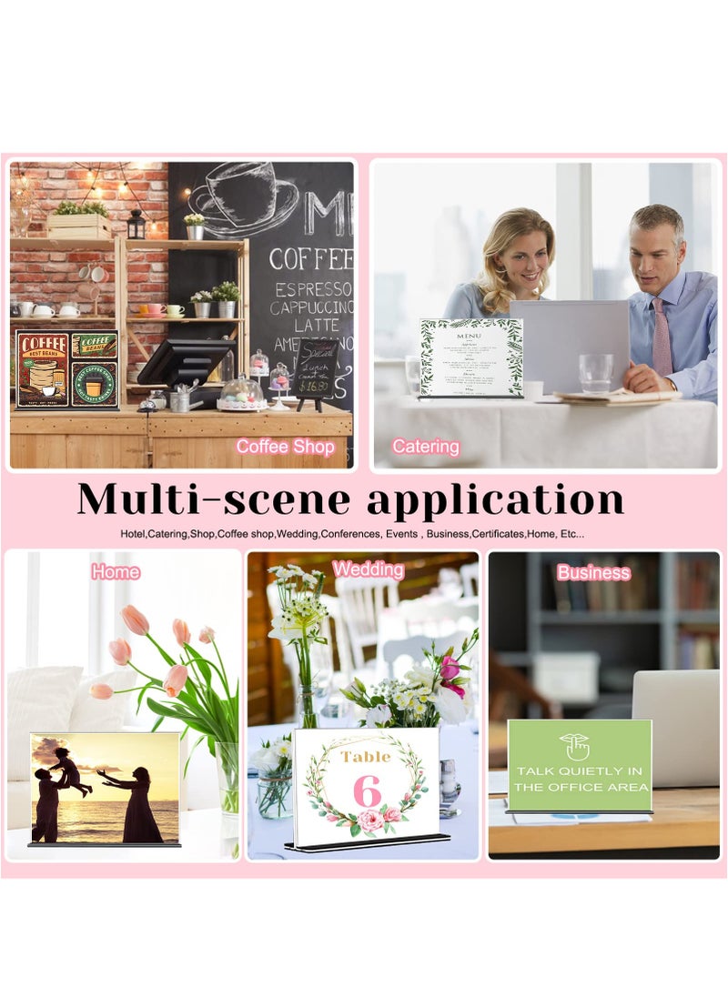 Excefore Acrylic Sign Holder A4, T Shape Table Top Display Stand, Poster Menu Holder Double Sided Display Stands for Restaurant, Hotel, Promotions, Photo, Documents & More(A4, 6 Pack)  - Image 5