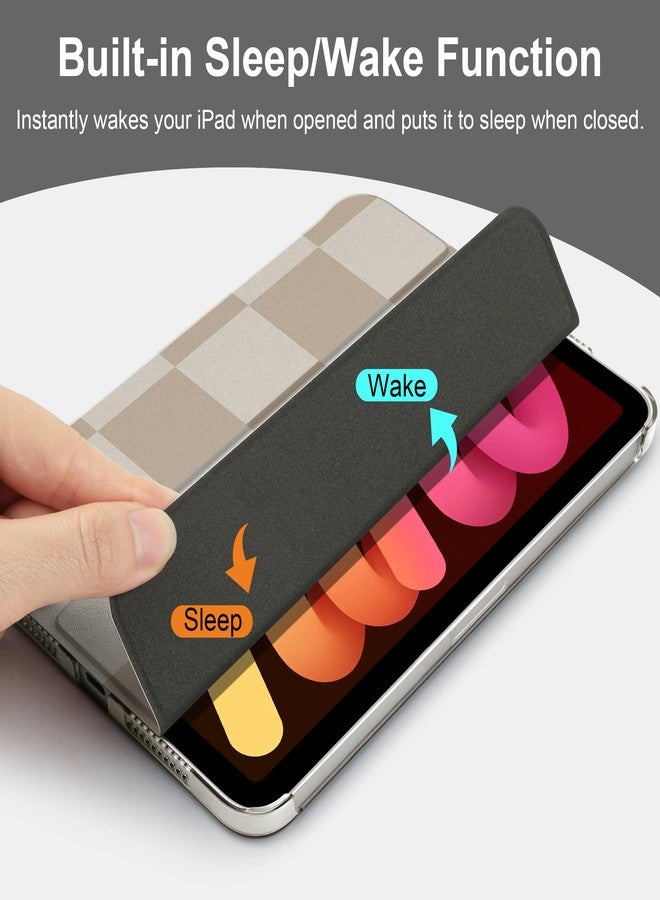 DONGKE غطاء DONGKE الذكي القابل للطي والنحيف، مصنوع من البولي كربونات الصلب الشفاف، متوافق مع iPad mini 7 (A17 Pro) 2024 و iPad mini 6 2021 مقاس 8.3 بوصة، يدعم خاصية التشغيل/الإيقاف التلقائي، بتصميم رقعة الشطرنج. - Image 4