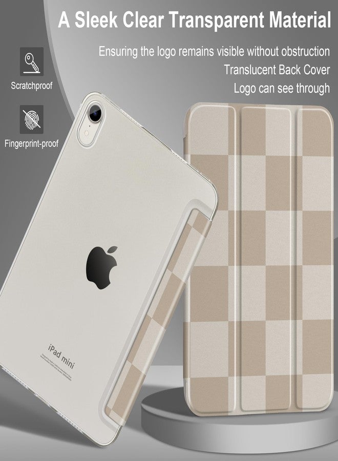 DONGKE غطاء DONGKE الذكي القابل للطي والنحيف، مصنوع من البولي كربونات الصلب الشفاف، متوافق مع iPad mini 7 (A17 Pro) 2024 و iPad mini 6 2021 مقاس 8.3 بوصة، يدعم خاصية التشغيل/الإيقاف التلقائي، بتصميم رقعة الشطرنج. - Image 5