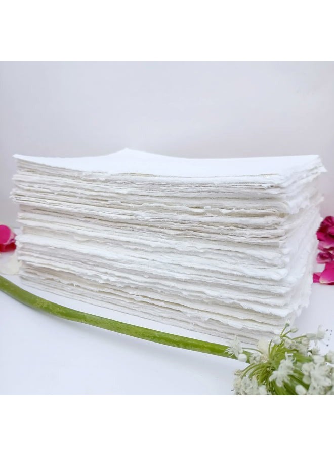 Etailor Handmade Deckle Edge Blank Paper Word Card, 3" x 2" Business Message Card DIY Gift Card Note Paper Tags Scratch Paper Flash Cards, Gift Tag, Place Card, 130 GSM Ivory White (2x3'"-50-Sheets) - Image 3