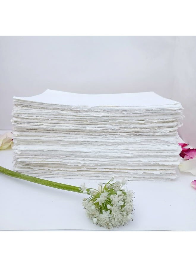 Etailor Handmade Deckle Edge Blank Paper Word Card, 3" x 2" Business Message Card DIY Gift Card Note Paper Tags Scratch Paper Flash Cards, Gift Tag, Place Card, 130 GSM Ivory White (2x3'"-50-Sheets) - Image 2