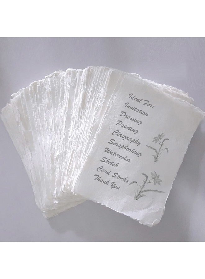 Etailor Handmade Deckle Edge Blank Paper Word Card, 3" x 2" Business Message Card DIY Gift Card Note Paper Tags Scratch Paper Flash Cards, Gift Tag, Place Card, 130 GSM Ivory White (2x3'"-50-Sheets) - Image 5