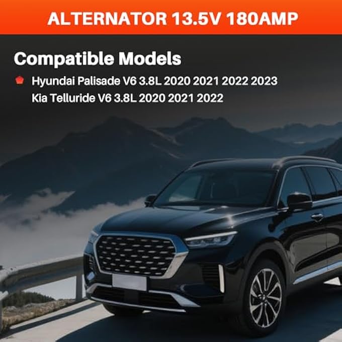 KALANBAY 37300-3L060 Alternator for Hyundai Palisade 2020-2023 Kia Telluride 2020-2022,3.8L,13.5V 180Amp - Image 2