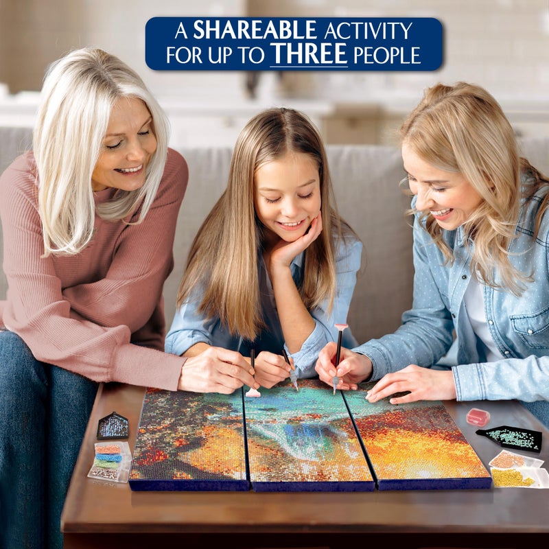 ArtSkills Diamond Painting Kit, Diamond Art on Framed Canvas with Gem Storage Case and Accessory Kit, Waterfall, 3 Stretched Canvas Panels, 14â€ x 7â€ Each - Image 5