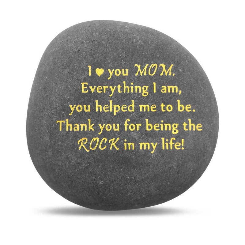 Jokmae Unique Gift for Mom - Thank You for Being My Rock, Valentines Mothers day Christmas Birthday Gifts for Mother from Daughter Son, Novelty Keepsake Paperweight Stone Engraved Rock with Sentiment Words - Image 1