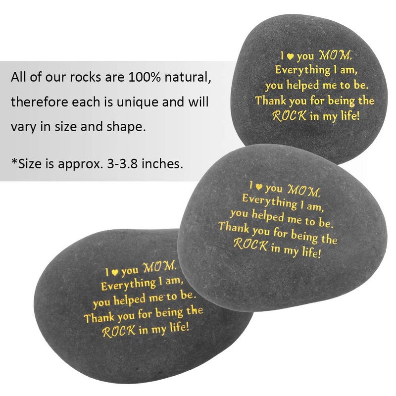 Jokmae Unique Gift for Mom - Thank You for Being My Rock, Valentines Mothers day Christmas Birthday Gifts for Mother from Daughter Son, Novelty Keepsake Paperweight Stone Engraved Rock with Sentiment Words - Image 5