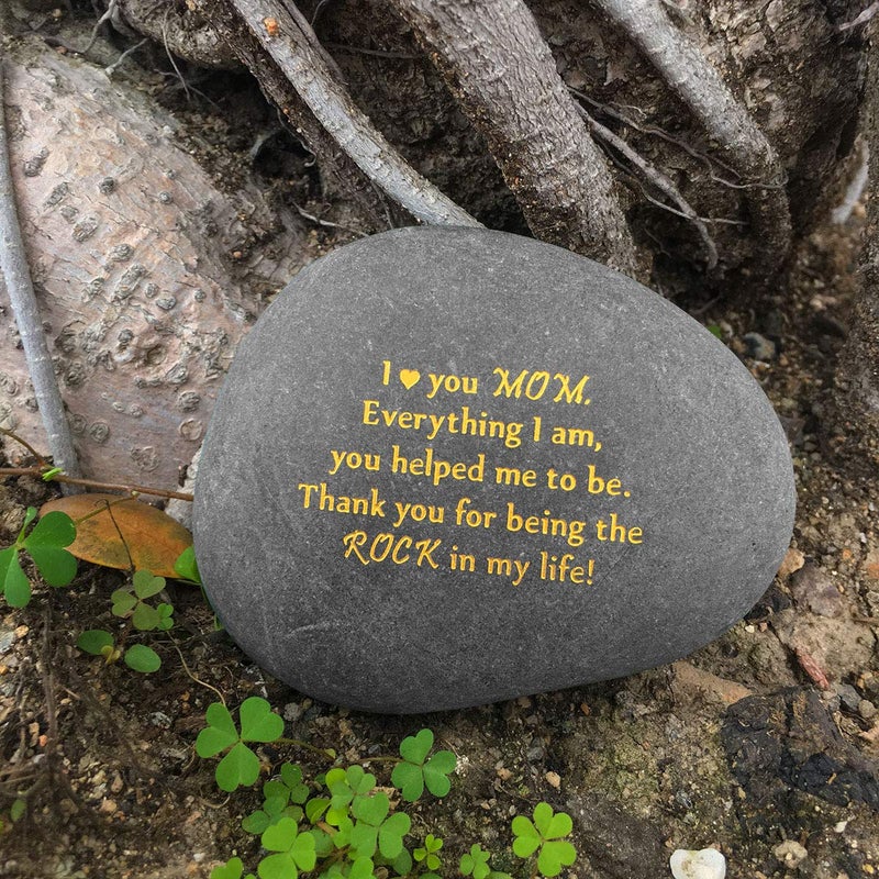 Jokmae Unique Gift for Mom - Thank You for Being My Rock, Valentines Mothers day Christmas Birthday Gifts for Mother from Daughter Son, Novelty Keepsake Paperweight Stone Engraved Rock with Sentiment Words - Image 4