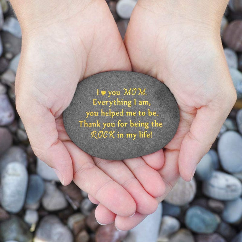 Jokmae Unique Gift for Mom - Thank You for Being My Rock, Valentines Mothers day Christmas Birthday Gifts for Mother from Daughter Son, Novelty Keepsake Paperweight Stone Engraved Rock with Sentiment Words - Image 3