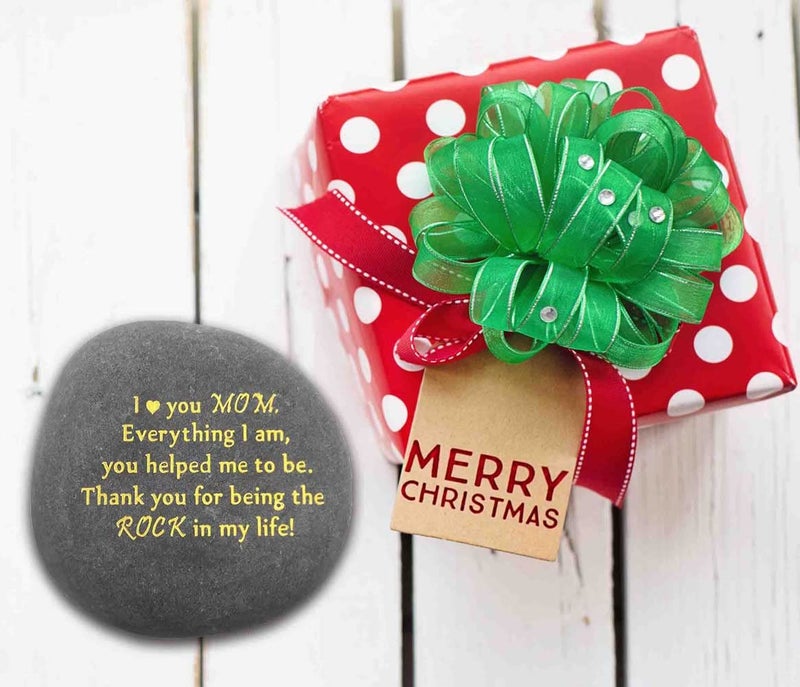 Jokmae Unique Gift for Mom - Thank You for Being My Rock, Valentines Mothers day Christmas Birthday Gifts for Mother from Daughter Son, Novelty Keepsake Paperweight Stone Engraved Rock with Sentiment Words - Image 2