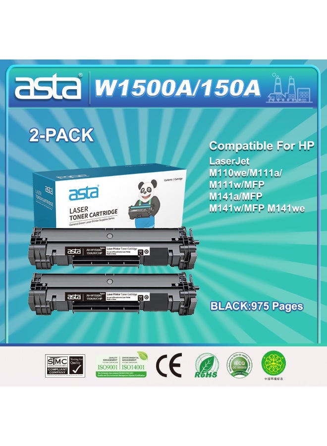 Asta 2-PACK ASTA W1500A 150A With Chip Toner Cartridge Compatible For HP LaserJet M110We M111A M111W MFP M141A M141W M141We  Printer Printing Smooth Clear No Paper Jam Powder Leakage For Office Home Use - Image 1