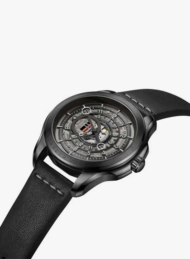 كينيث كول نيو يورك Modern Classic Gunmetal Dial Genuine Leather Strap Analog Watch for Men