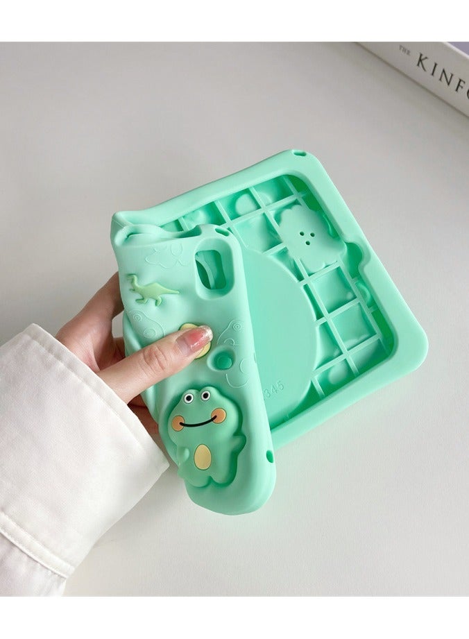 Kids Case for iPad 10th Generation 11 inch 2022, 360° Rotating Ring Grip Stand with Pencil Holder, Cute Kawaii Soft Silicone Shockproof Case for iPad 10th Generation 11 inch