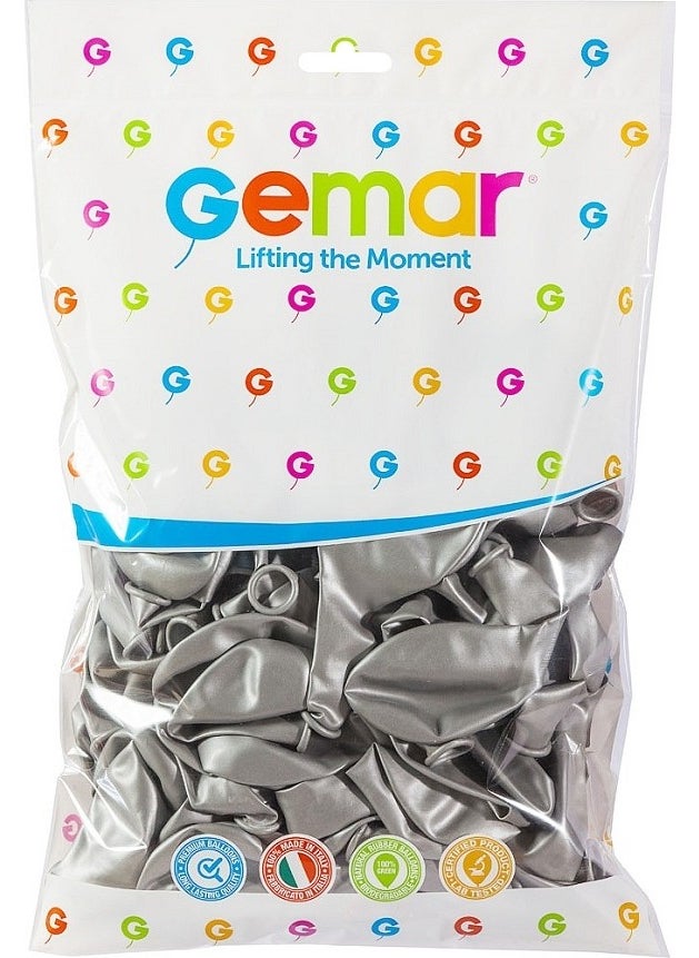 Gemar Metallic Balloon Silver Color 100 Pack  - Image 2