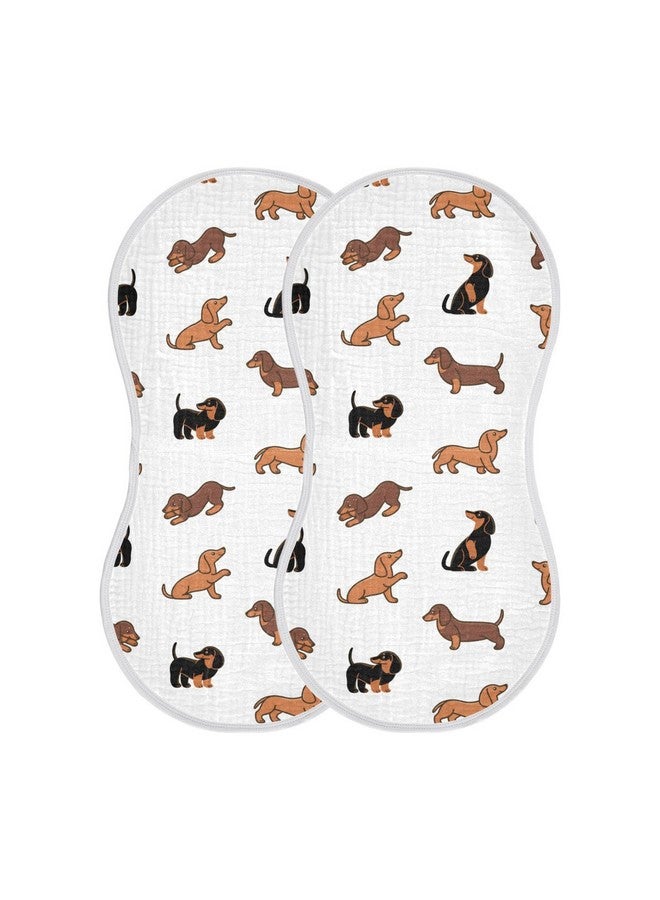 WELLDAY Muslin Baby Burp Cloths Set of 1, Soft Absorbent Cute Dogs Dachshunds Muslin Washcloths, Bibs, Face Towel for Newborn Boys Girls, 22 x 11 Inch - Image 1
