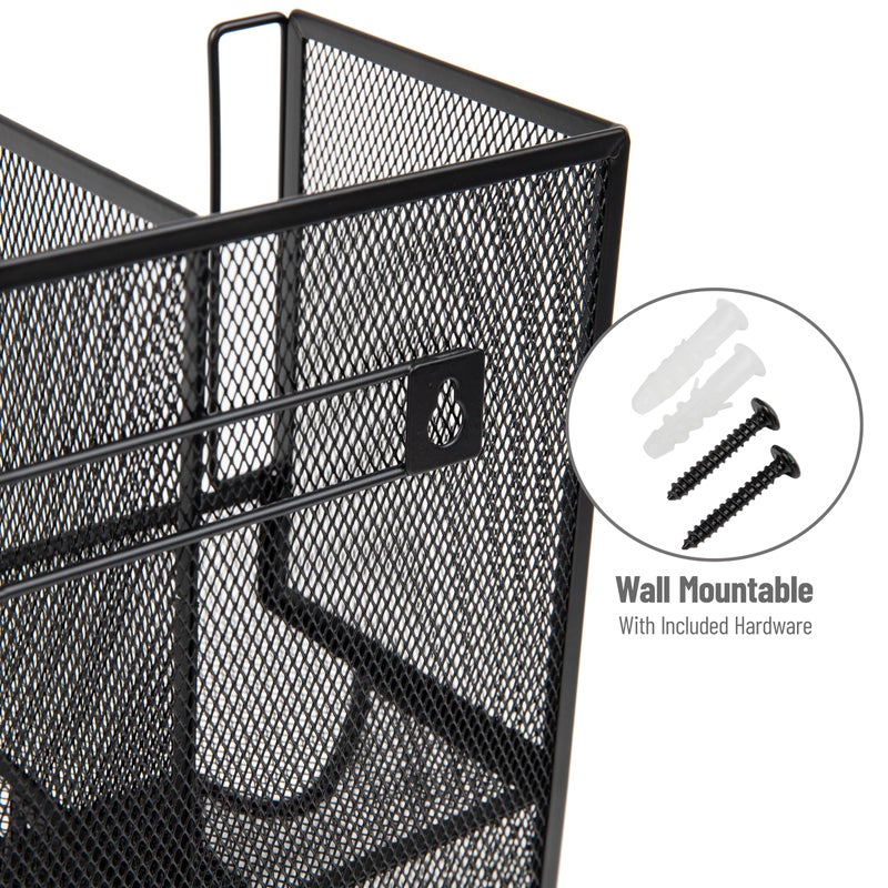 Mind Reader Cup and Condiment Station, Countertop Organizer, Coffee Bar, Kitchen, Metal Mesh, 13"L x 6.45"W x 11.25"H, Black - Image 4