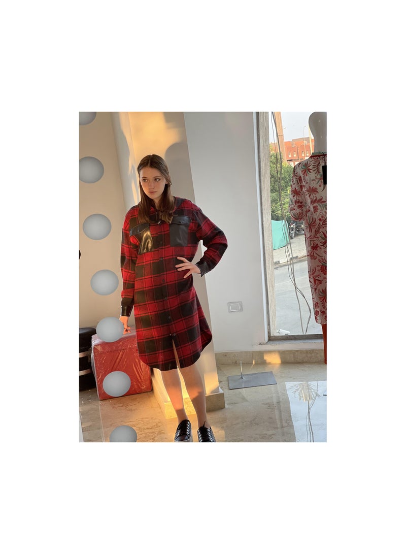Checkered Longline Shirt - Image 1