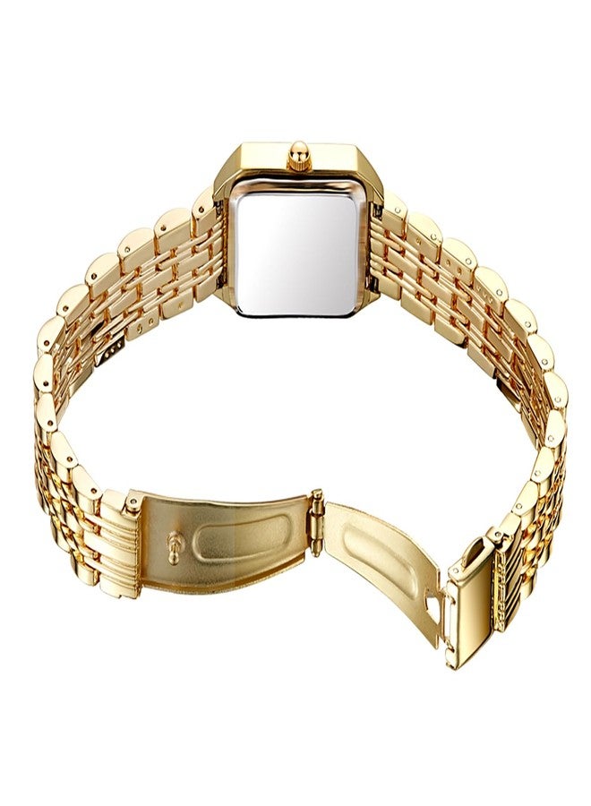 BESTKANG Vintage Gold Roman Numeral Watch for Women, Rectangular Alloy Bracelet, 3ATM Waterproof Quartz Movement with Tools, Gold Green2, Vintage - Image 4