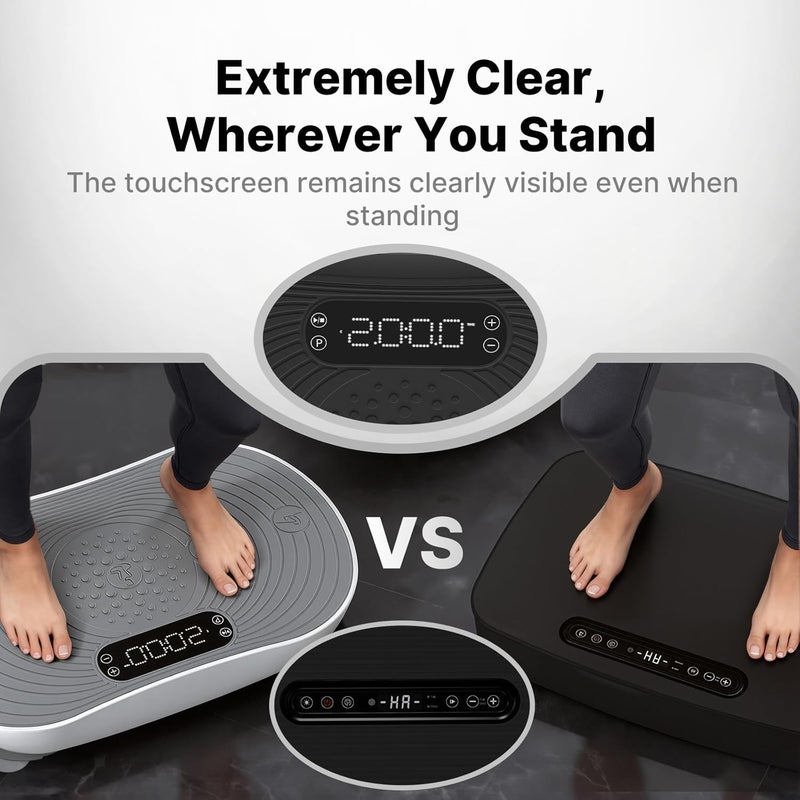 Merach Vibration Plate Exercise Machine, Vibrating Plate for Lymphatic Drainage Muscle Activation, Exercise Equipment with with LED Touch Screen Bluetooth Pull Cord - Image 3