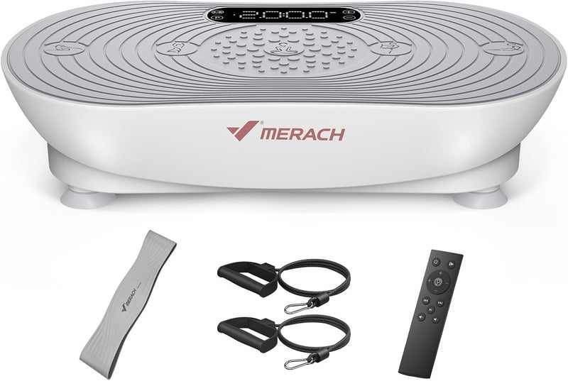 Merach Vibration Plate Exercise Machine, Vibrating Plate for Lymphatic Drainage Muscle Activation, Exercise Equipment with with LED Touch Screen Bluetooth Pull Cord - Image 1