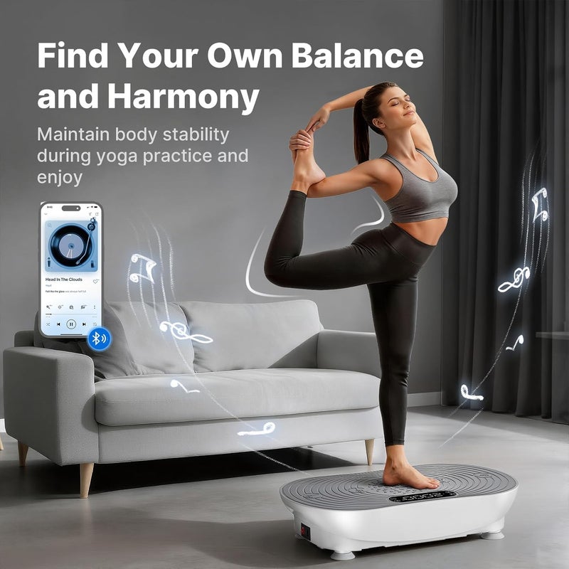 Merach Vibration Plate Exercise Machine, Vibrating Plate for Lymphatic Drainage Muscle Activation, Exercise Equipment with with LED Touch Screen Bluetooth Pull Cord - Image 4