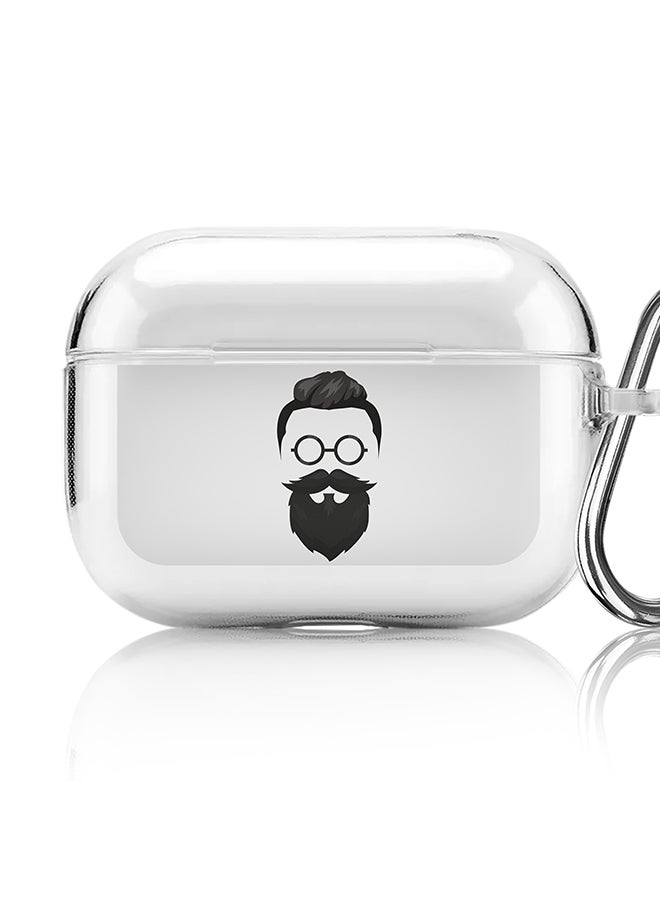 Stylizedd Classic Clear printed Case for Apple AirPods Pro 2nd Generation Thin Transparent Cover [Designed for Apple AirPods Pro 2nd Generation] - Beard Hipster  - Image 1