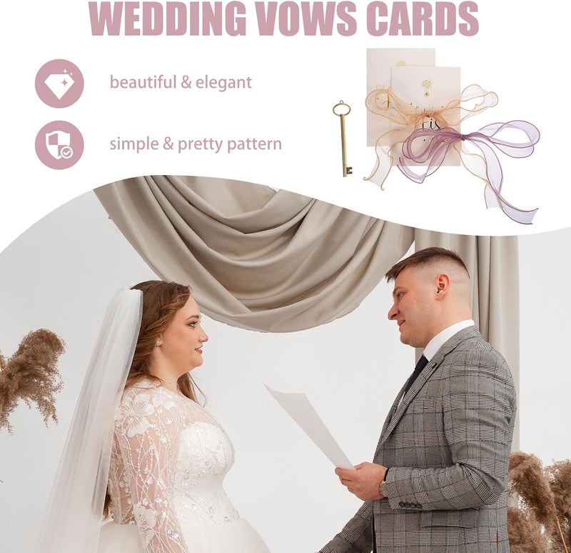 Wedding Vow Cards Set 2pcs Ribbon Vow Books for Wedding Ceremony and Bridal Shower Speech Cards with Fish Tail Satin Cover for Brides - Image 3
